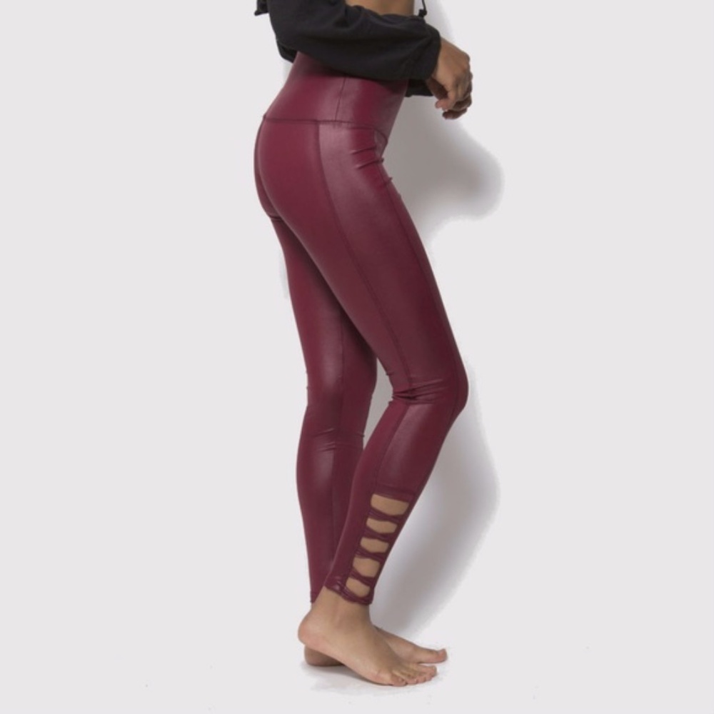 Loungewear Strappy Side Faux Leather Legging S